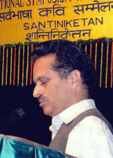 Presenting Konkani poem at the 'Sarvabhasha Kavi Sammelan' at SantiNiketan, Kolkata.